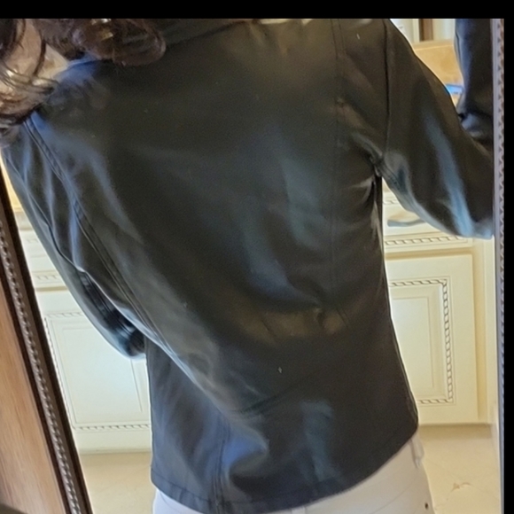 Collection B New York Faux Leather Hi-low Cascading Front Open Jacket, M - Picture 10 of 17